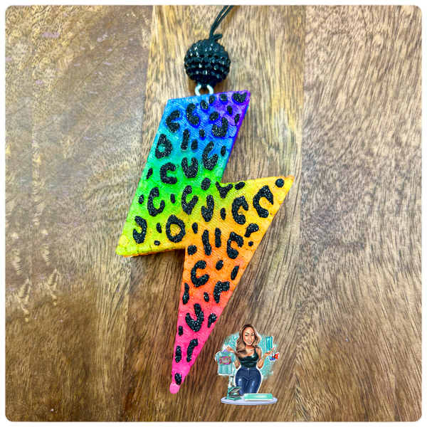 Leopard Print Rainbow Bolt