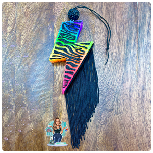 Zebra Print Rainbow Bolt w/ Fringe