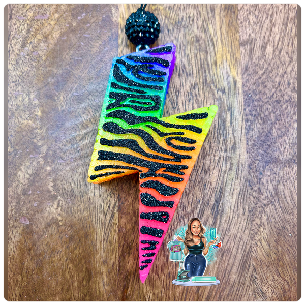 Zebra Print Rainbow Bolt