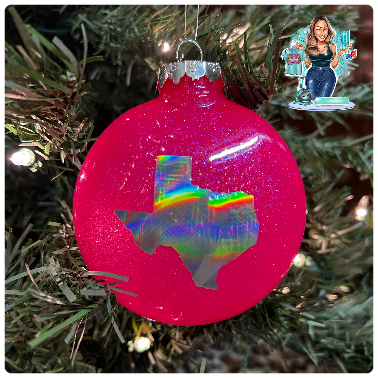 Holographic Texas Large Disc Ornament