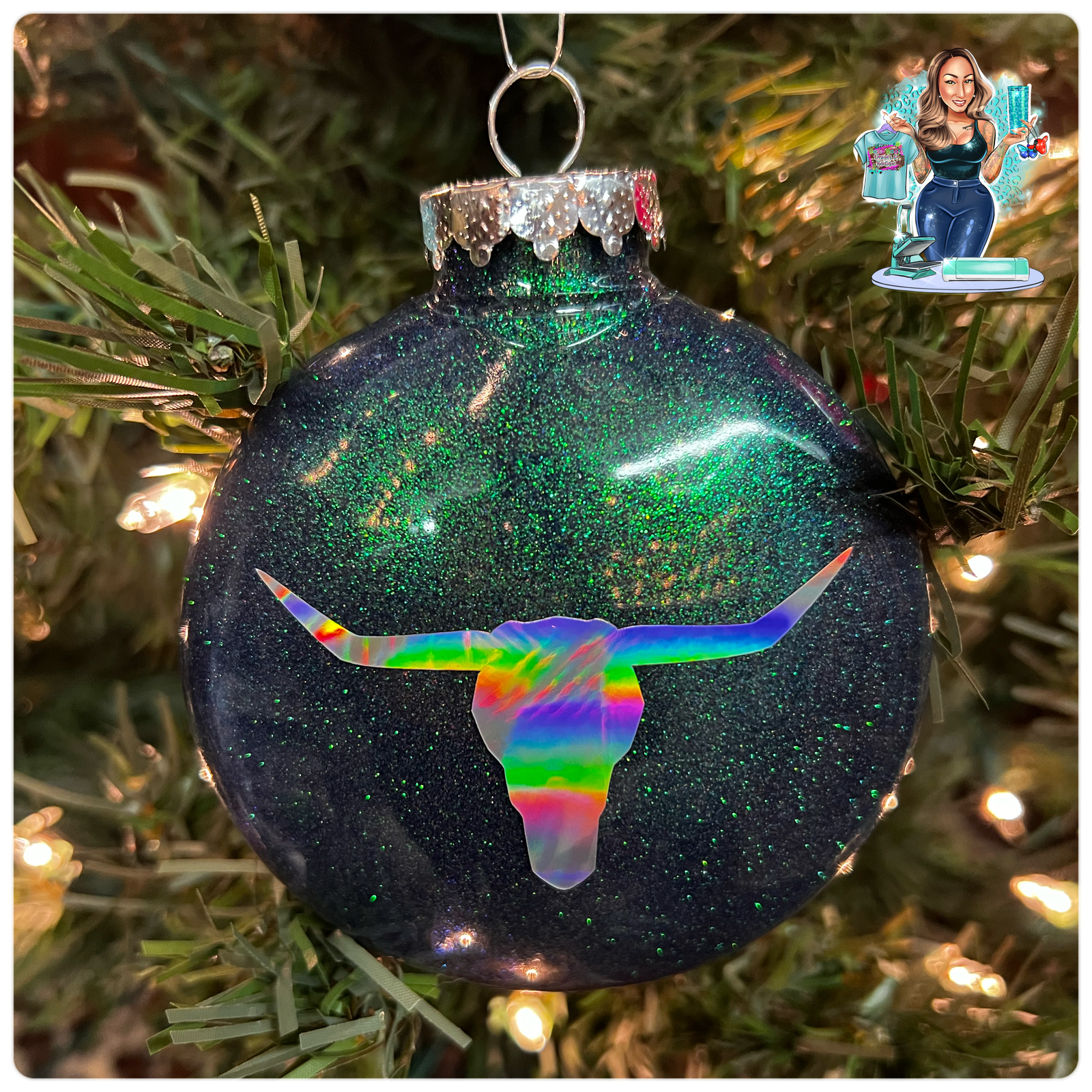 Holographic Longhorn Large Disc Ornament