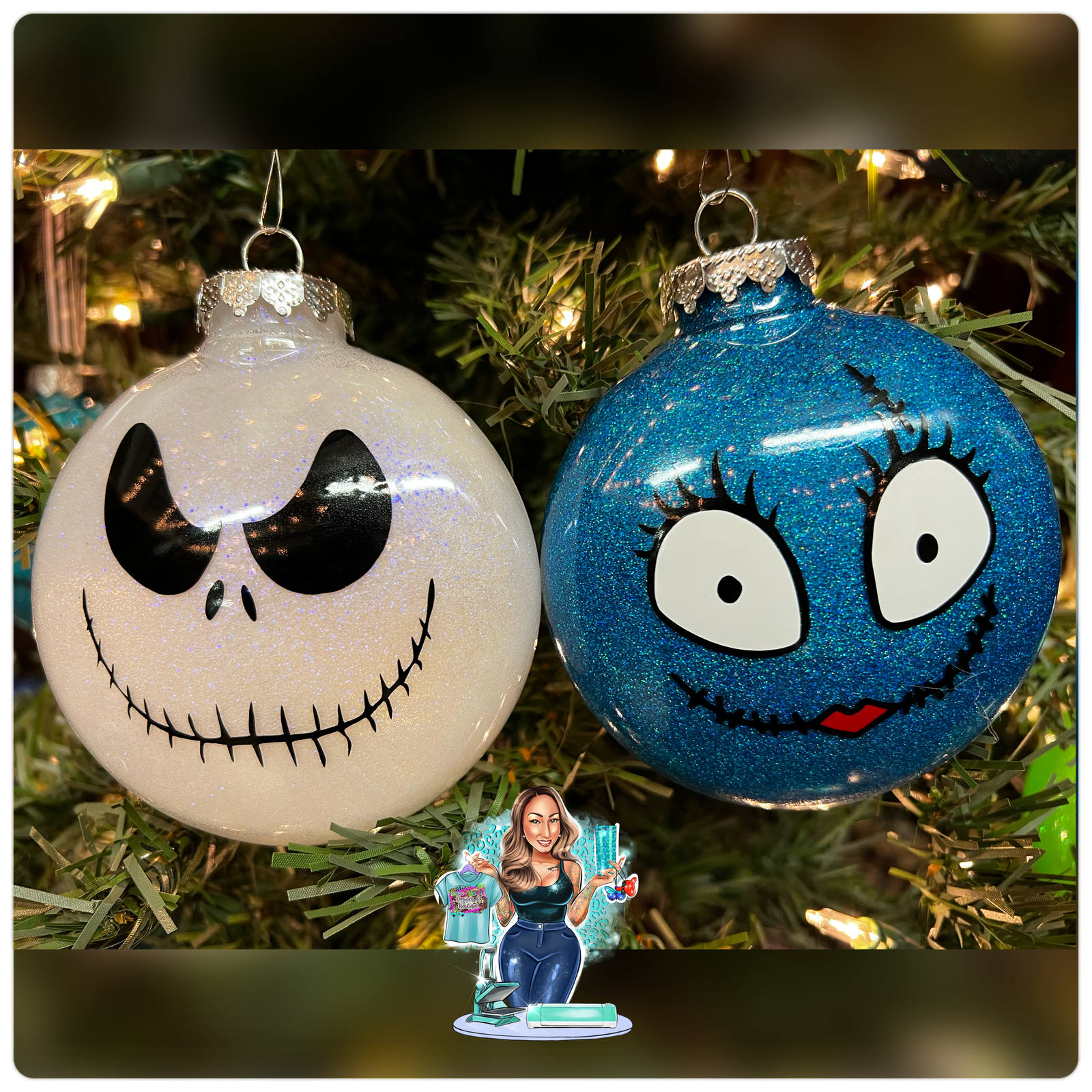 Jack & Sally Large Disc Ornament Set