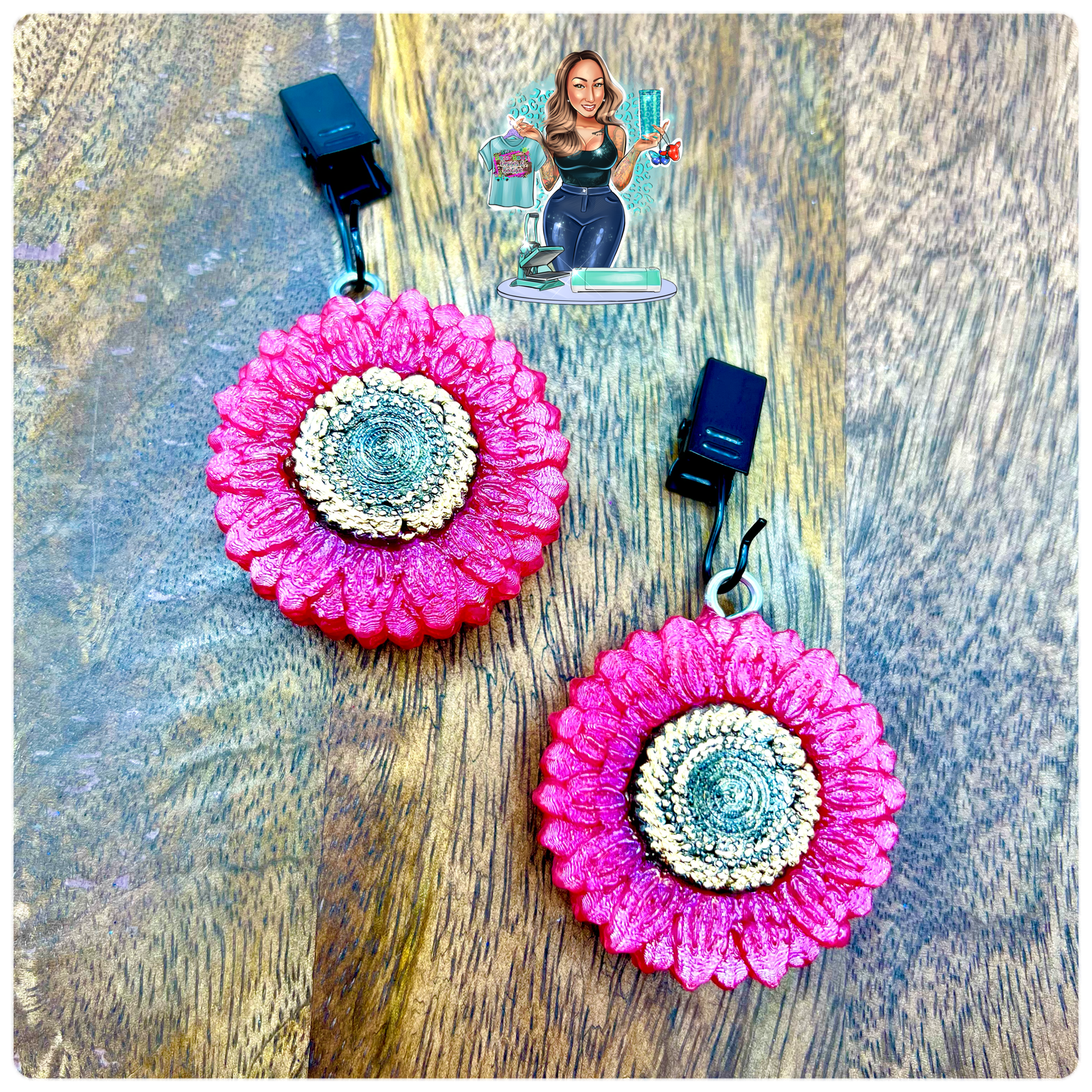 Pink Sunflower Vent Clips