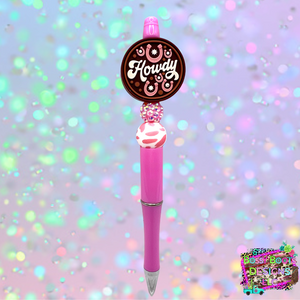 Pink & Brown Howdy Rodeo Refillable Beaded Pen