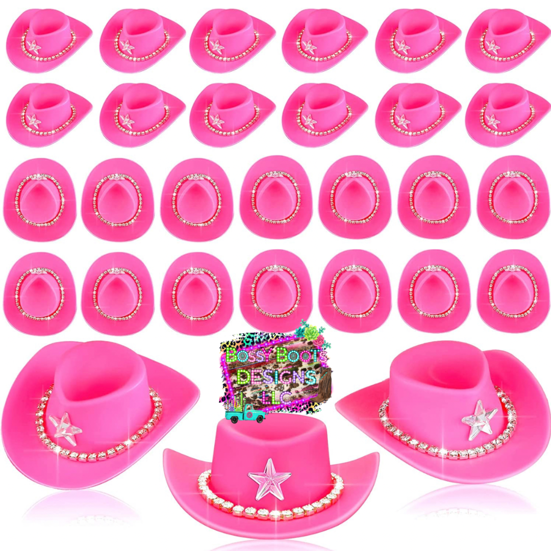 Mini Pink Bling Cowboy Hats