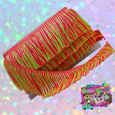 (4”)Neon Pink & Yellow Fringe