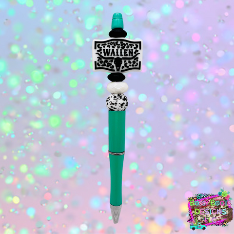 Black & White Wallen Refillable Beaded Pen