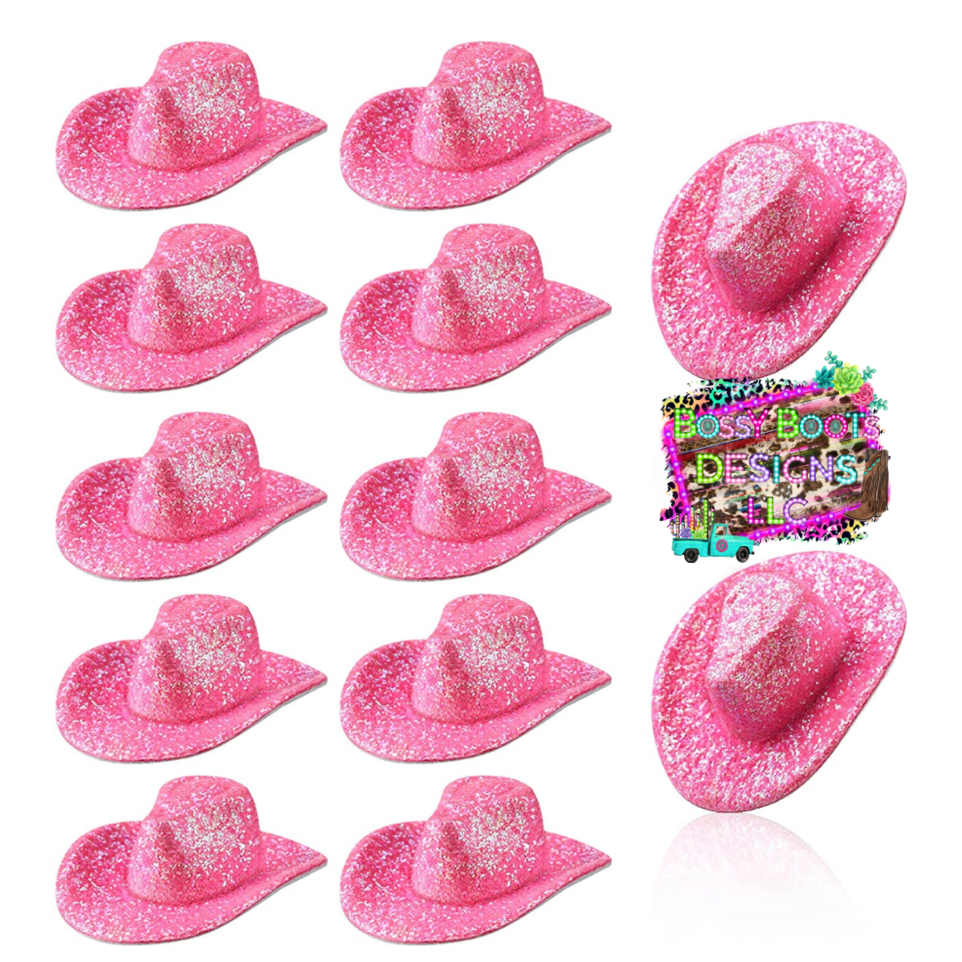 Mini Pink Glitter Cowboy Hats