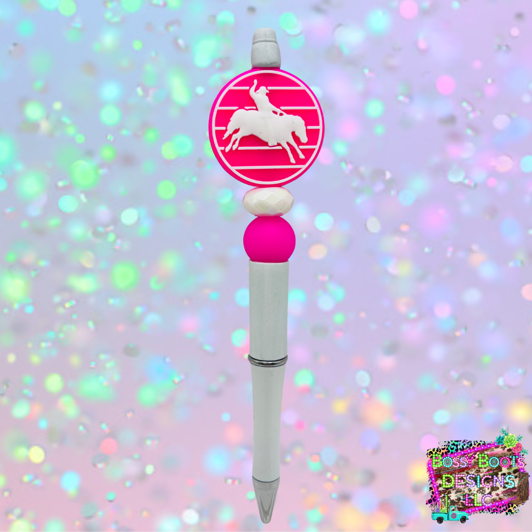 Hot Pink Rodeo Refillable Beaded Pen