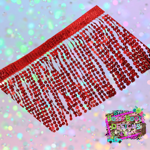 (6”) Holographic Red Sequin Fringe