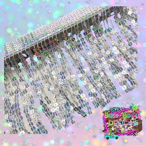 (6”) Holographic Silver Sequin Fringe