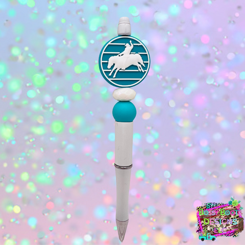 Teal Rodeo Refillable Beaded Pen