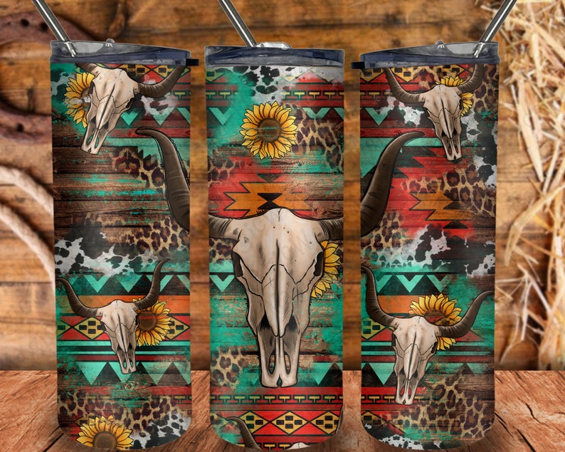 Aztec Serape Bull Skull